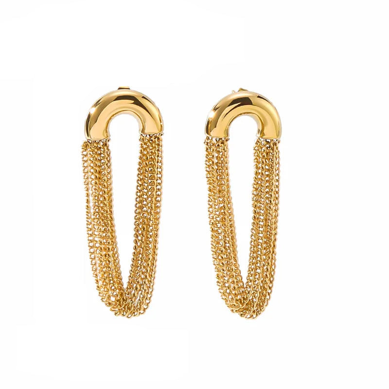 Curtain Chain Gold Plated Tassel Earring
