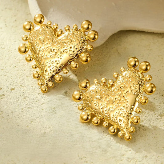 Glided Heard Gold Plated Stud Earring