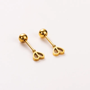 Cupid Key Of Heart Gold Plated Stud Earring