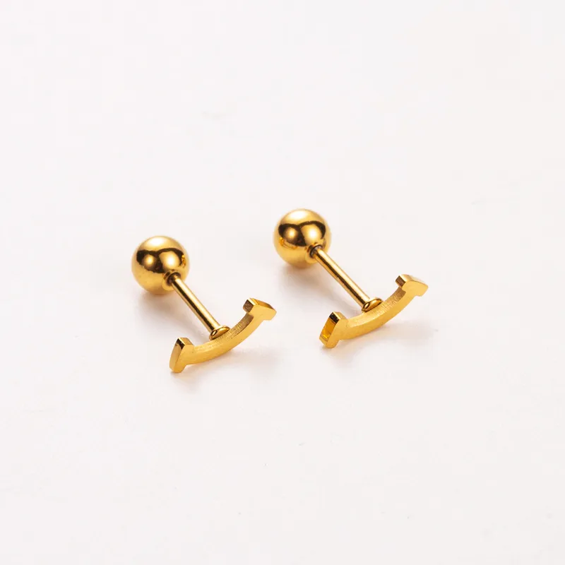 Cupid Mini Smile Gold Plated Stud Earring