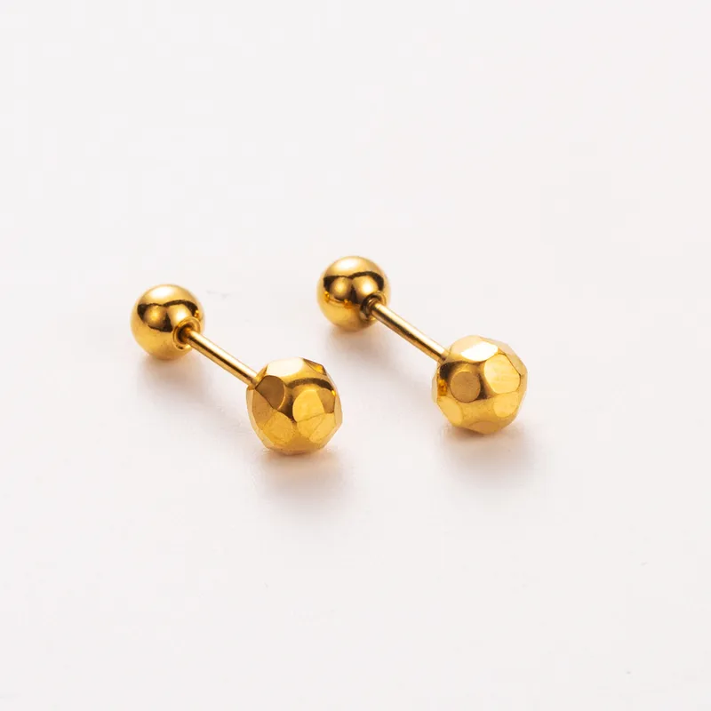 Cupid Beveled Gold Plated Stud Earring