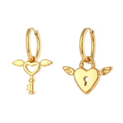 Love Lock Gold Plated Hoop Earrings