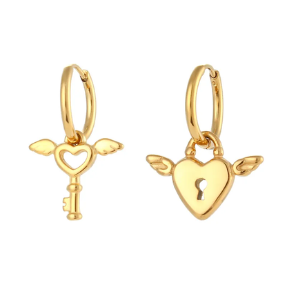 Love Lock Gold Plated Hoop Earrings
