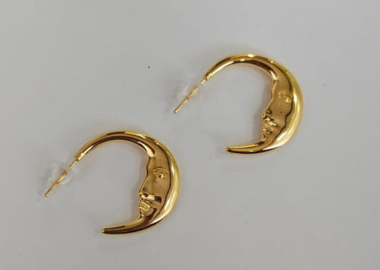 Halfmoon Arc Gold Plated Drop Earring