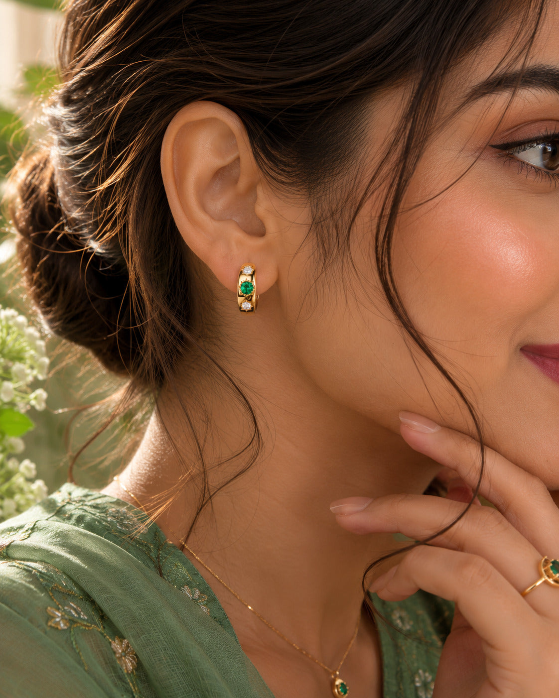 Power Gold Plated Hoop Earring
