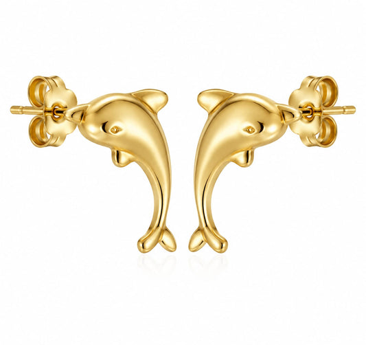 Delphinids Gold Plated Stud Earring