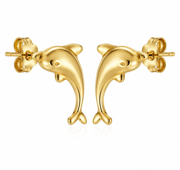Delphinids Gold Plated Stud Earring
