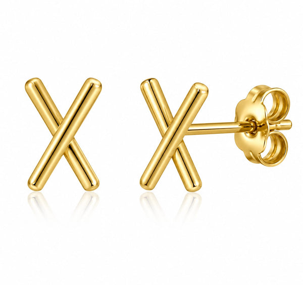 Crossline Gold Plated Stud Earring