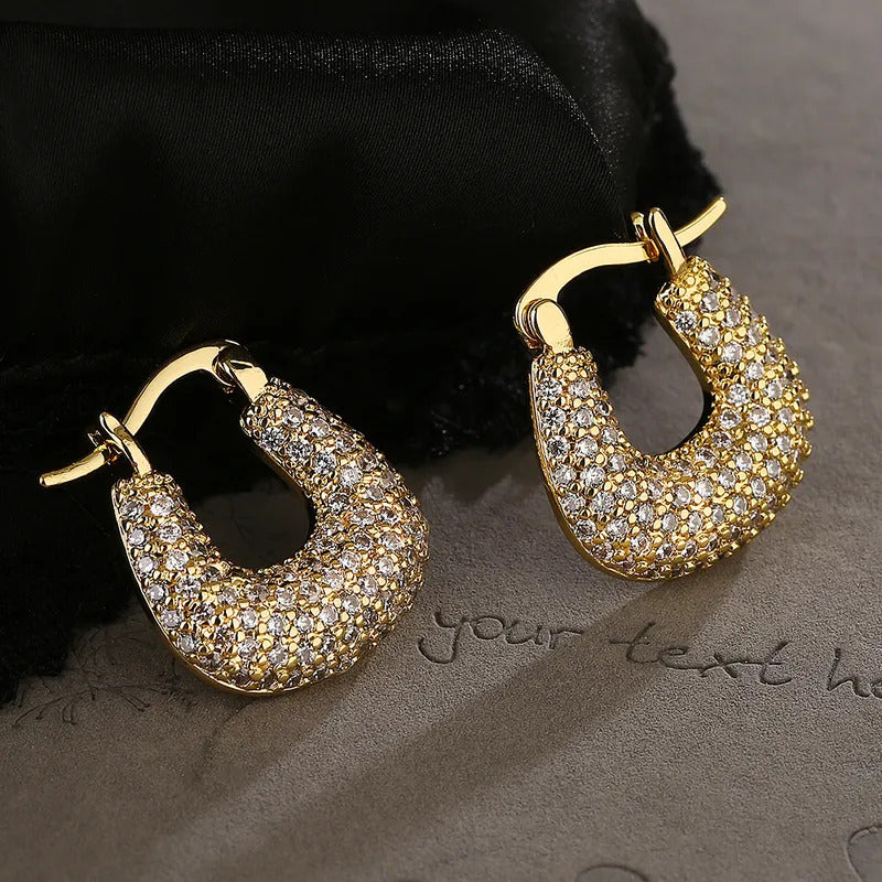 Rebellious Geometric Sparkle Gold Plated Hoop Earring