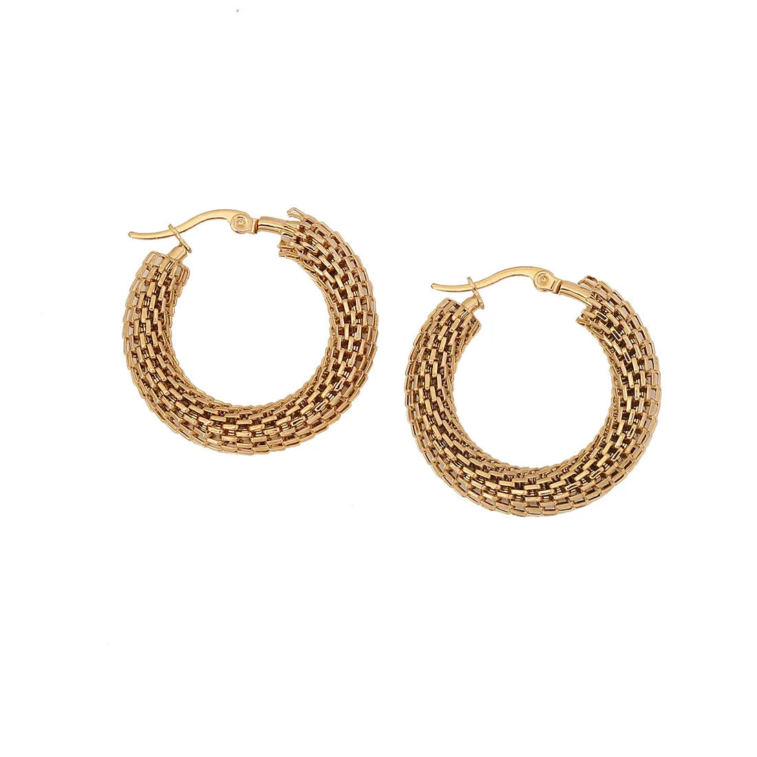 Cosmic Webbing Band Gold Plated Hoop Earring