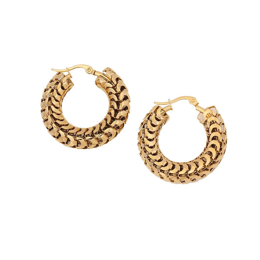 Cosmic Intertwined Gold Plated Hoop Earring