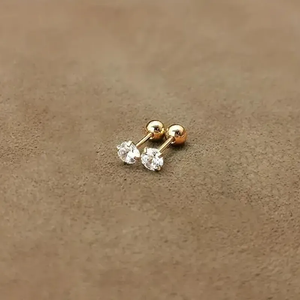 Sleek Inlay Lone Sparkle Gold Plated Stud Earring