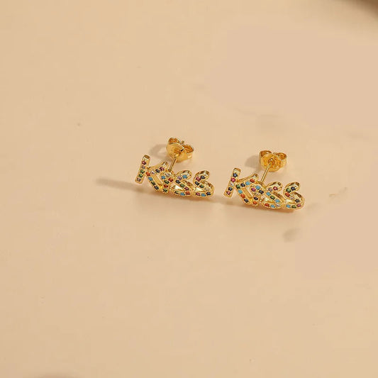 Kiss Gold Plated Stud Earring
