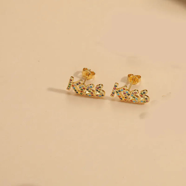 Kiss Gold Plated Stud Earring