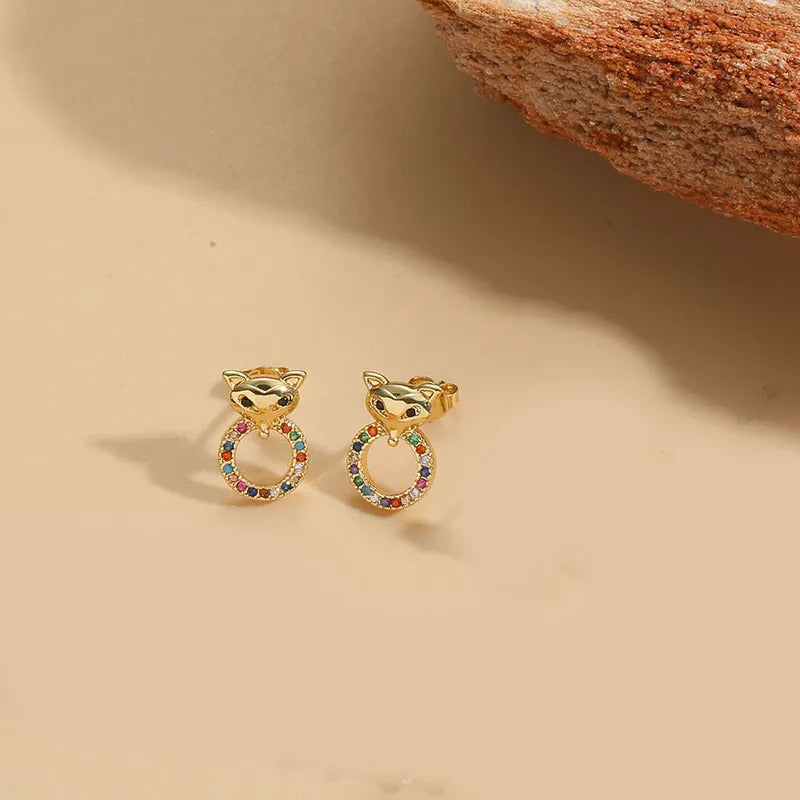 Kitty Eyes Gold Plated Stud Earring