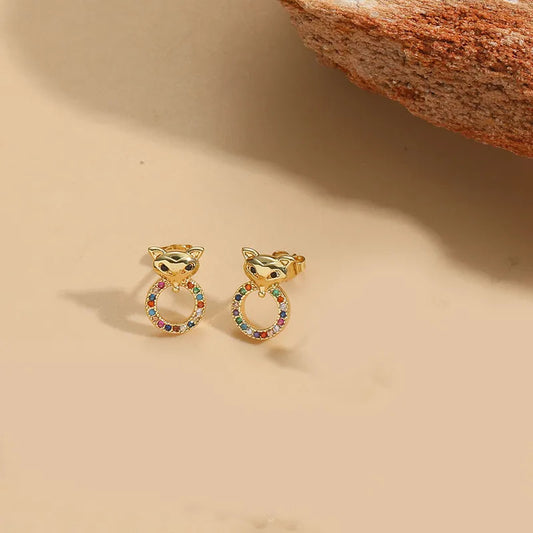 Kitty Eyes Gold Plated Stud Earring
