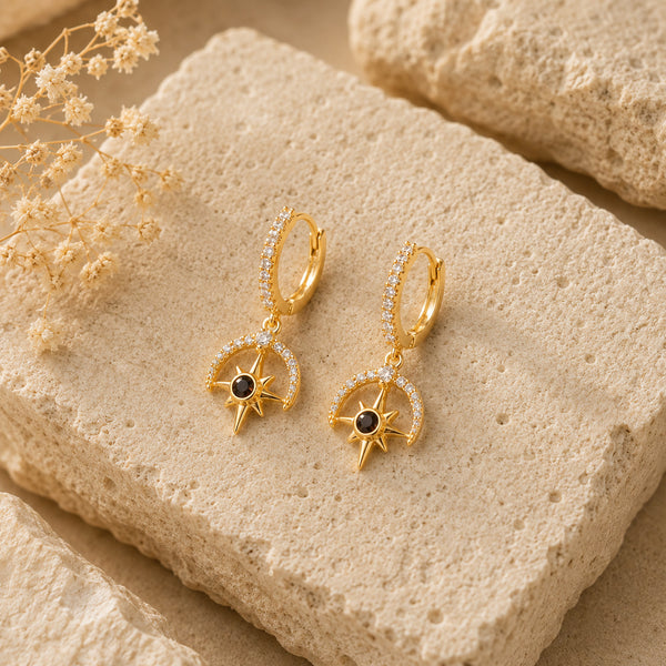 Queen's Whisper, Victorian Style Gold Plated Hoop Earrings