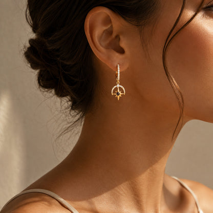Queen's Whisper, Victorian Style Gold Plated Hoop Earrings