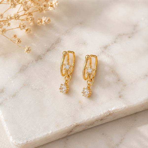 The Kensington Pair, Victorian Style Gold Plated Hoop Earring