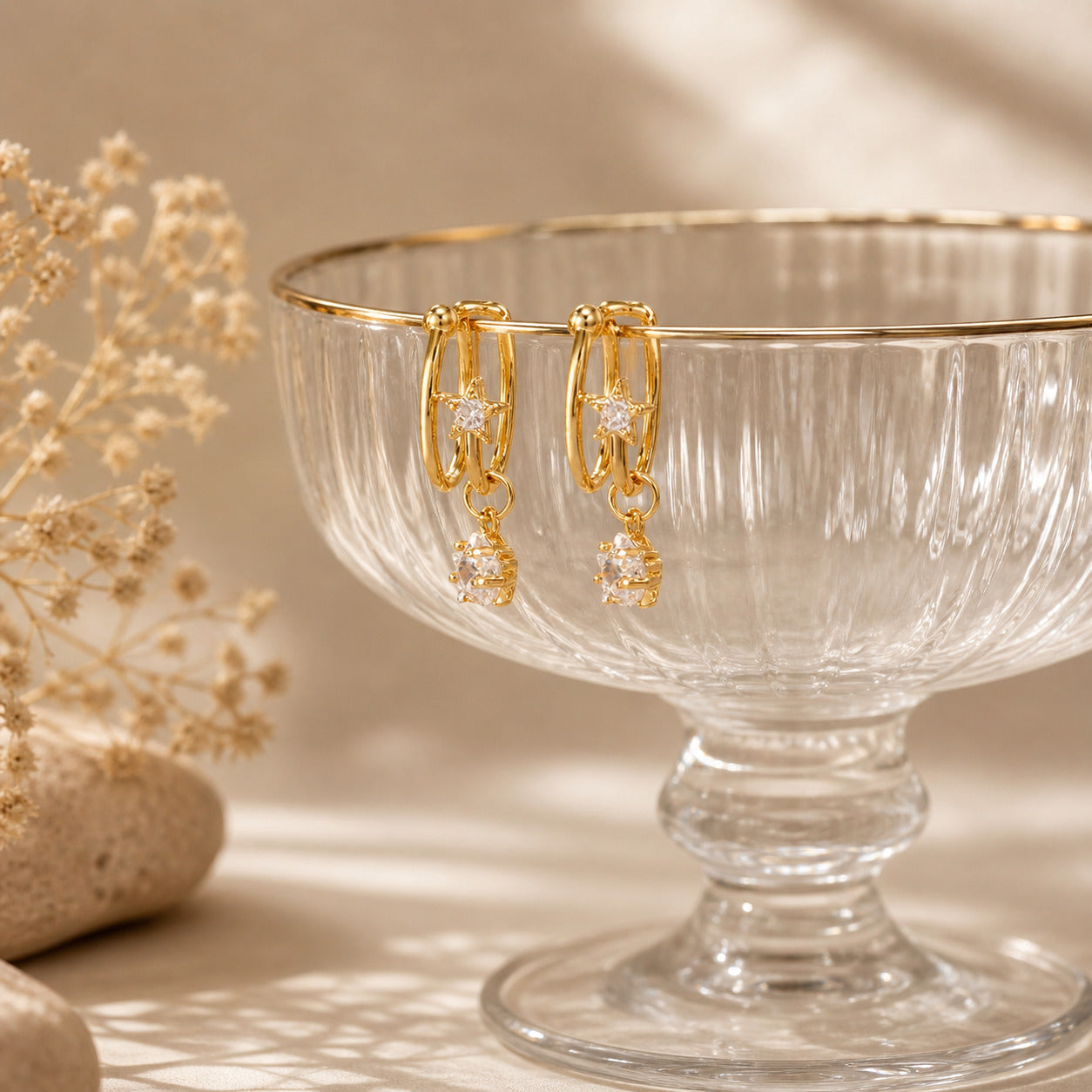 The Kensington Pair, Victorian Style Gold Plated Hoop Earring