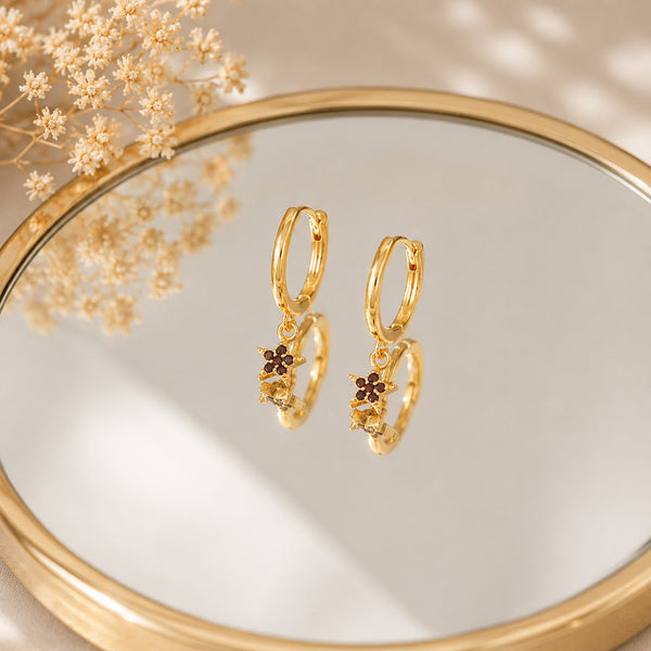 Garden Of Era Victorian Style Gold Plated Hoop Earring
