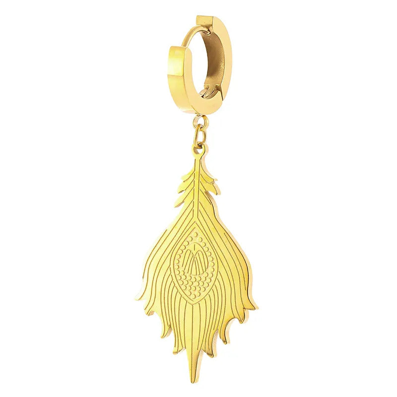 Fern Leaf Gold Plated Hoop Earrings