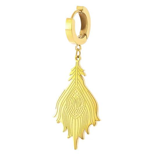 Fern Leaf Gold Plated Hoop Earrings