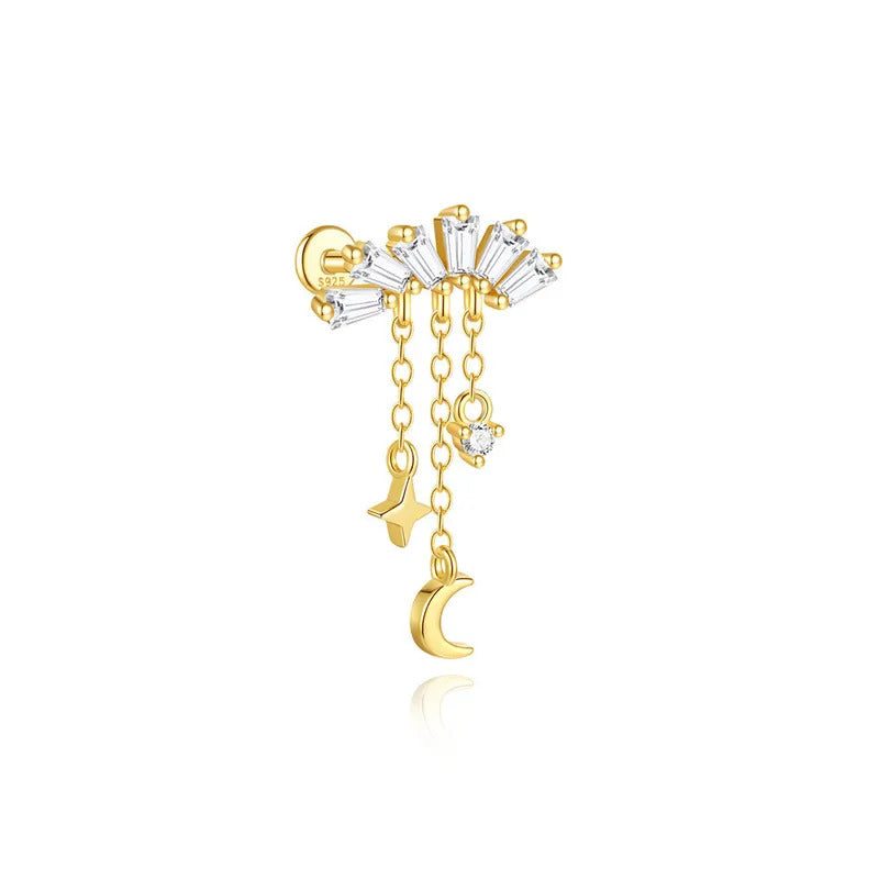 Twinkle Drop Silver Flat Back Stud Earring