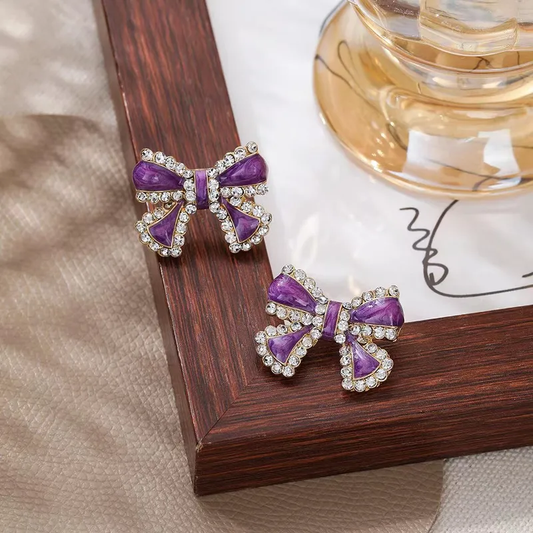Lilac Ice Ribbon Sterling Silver Stud Earrings