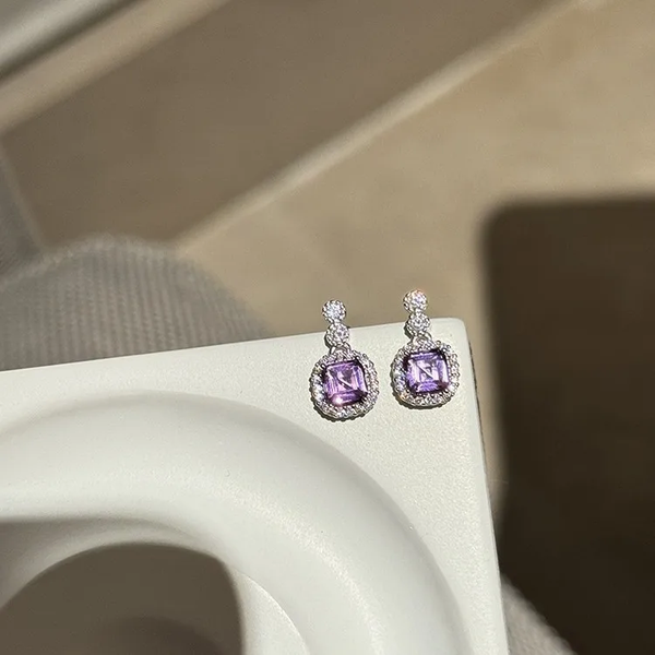 Grape Drop Silver Stud Earring
