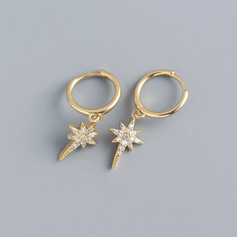 Gold Plated Astral Drop Silver Hoop Earring