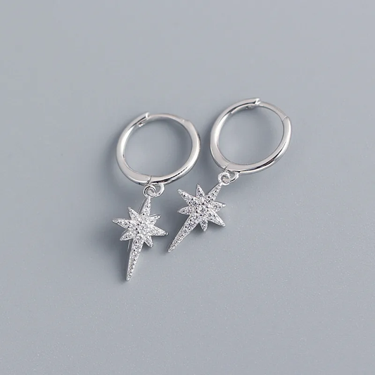 Astral Drop Silver Hoop Earring