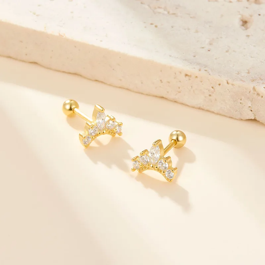 Gold Plated Regal Silver Ball Stud Earring