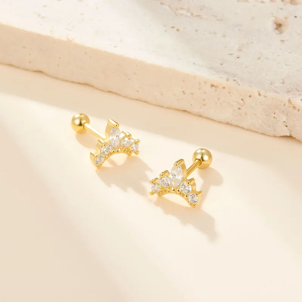 Gold Plated Regal Silver Ball Stud Earring