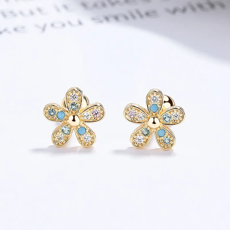 Gold Plated Daisy Pop Silver Stud Earring