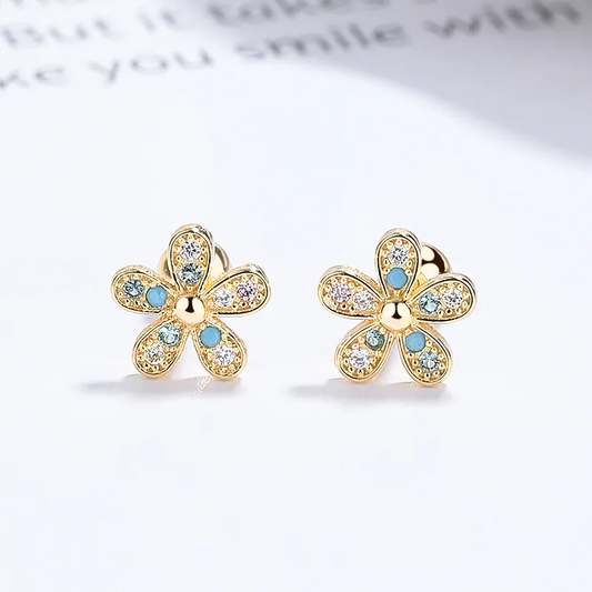Gold Plated Daisy Pop Silver Stud Earring