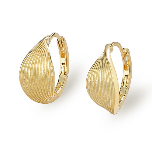 Gold Plated Ripple Silver Hoop Earring