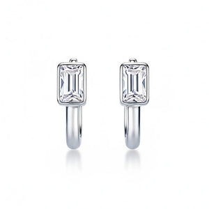 Diamond Edge Silver Hoop Earring