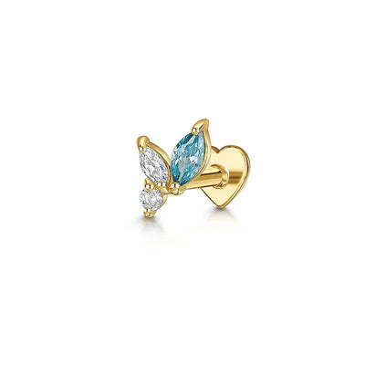 Stone Cut Halfwing Sterling Silver FlatBack Stud Earring