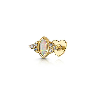 Stone Cut Opal Halo Sterling Silver FlatBack Stud Earrings