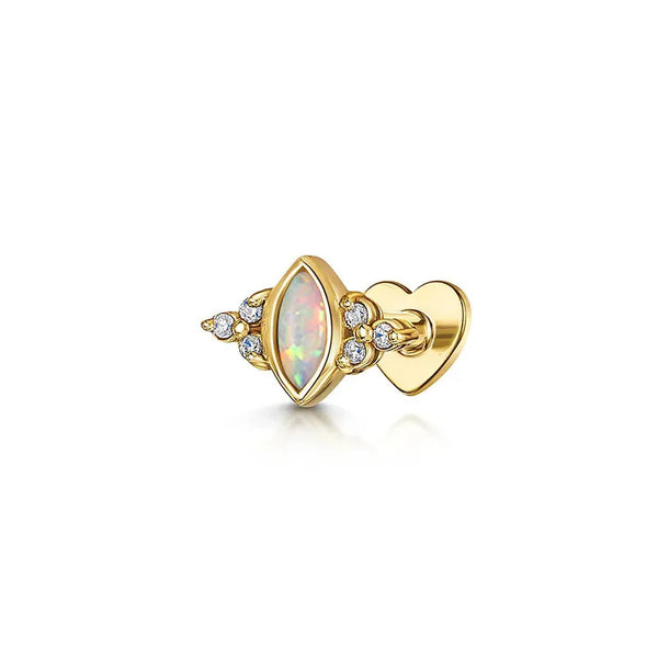 Stone Cut Opal Halo Sterling Silver FlatBack Stud Earrings