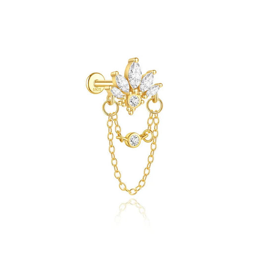 Garden Of Gems Crystal Drip Silver Flat Back Stud Earring