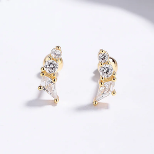 Gold Plated Triad Spark Silver Ball Stud Earring