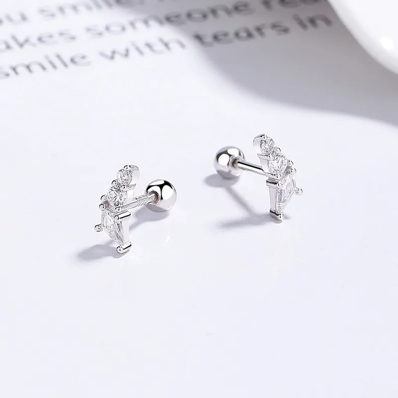 Triad Spark Silver Ball Stud Earring