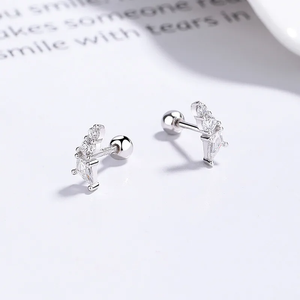 Triad Spark Silver Ball Stud Earring
