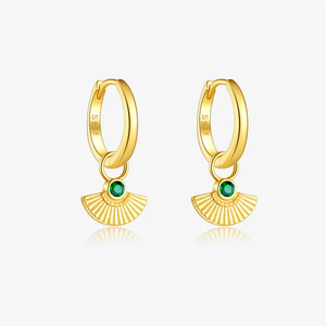 Sea Shard Green Silver Hoop Earring