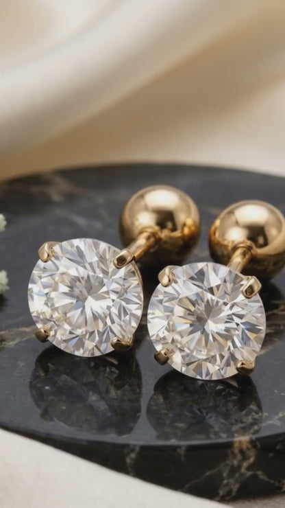 Sleek Inlay Solo Gold Plated Stud Earring