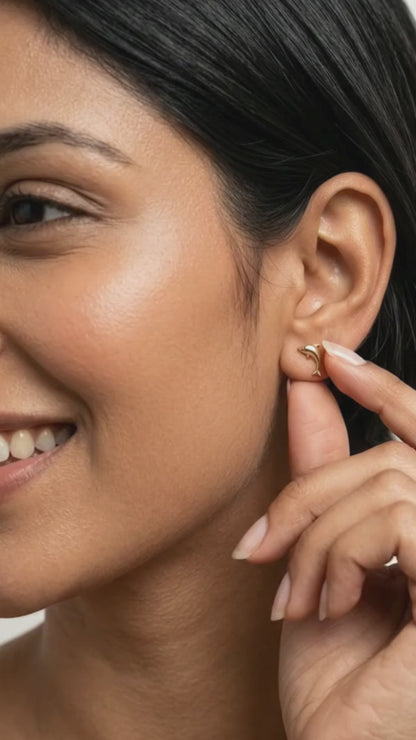 Delphinids Gold Plated Stud Earring