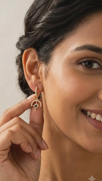 Queen's Whisper, Victorian Style Gold Plated Hoop Earrings