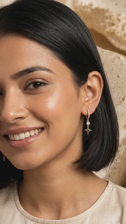 Midnight Bloom, Victorian Style Gold Plated Hoop Earring